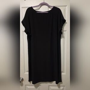 Nicole Miller Black Midi Dress with Ruffle Sleeves